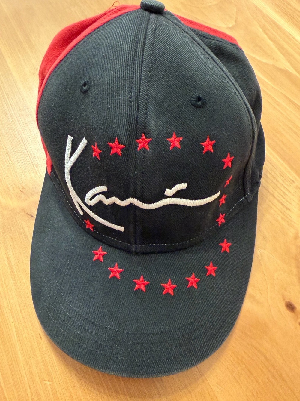 Vintage Karl Kani Two-Tone Snapback Hat - Black/Red - Since 89 - Rare Streetwear
